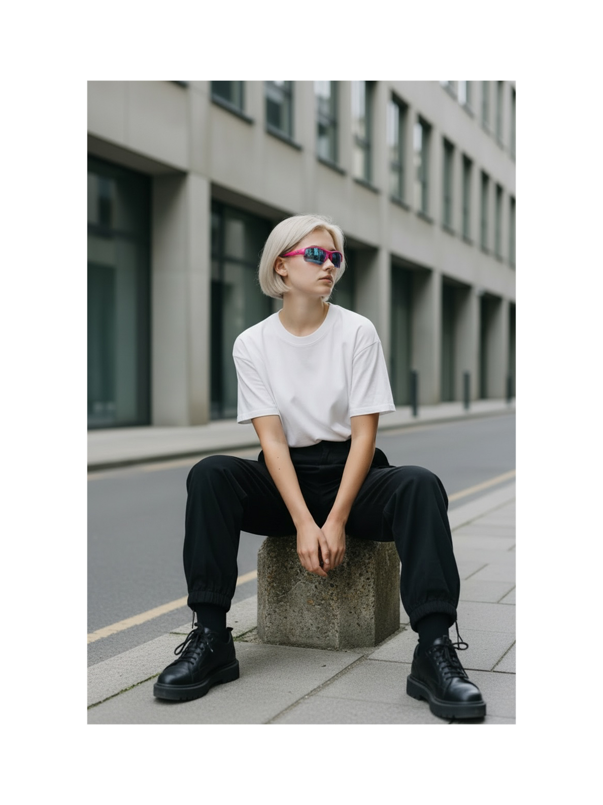 SAVVORE RAVE Hot Pink sunglasses — model